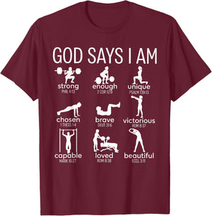 God Says I Am Christian Workout Gym Women Men