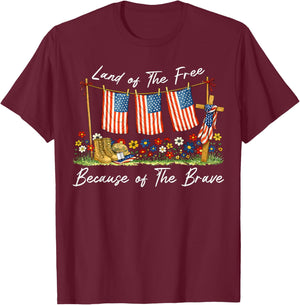 Land of The Free Because of The Brave Memorial Day Veteran