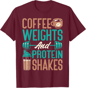 Coffee Weights and Protein Shakes Weightlifting Workout