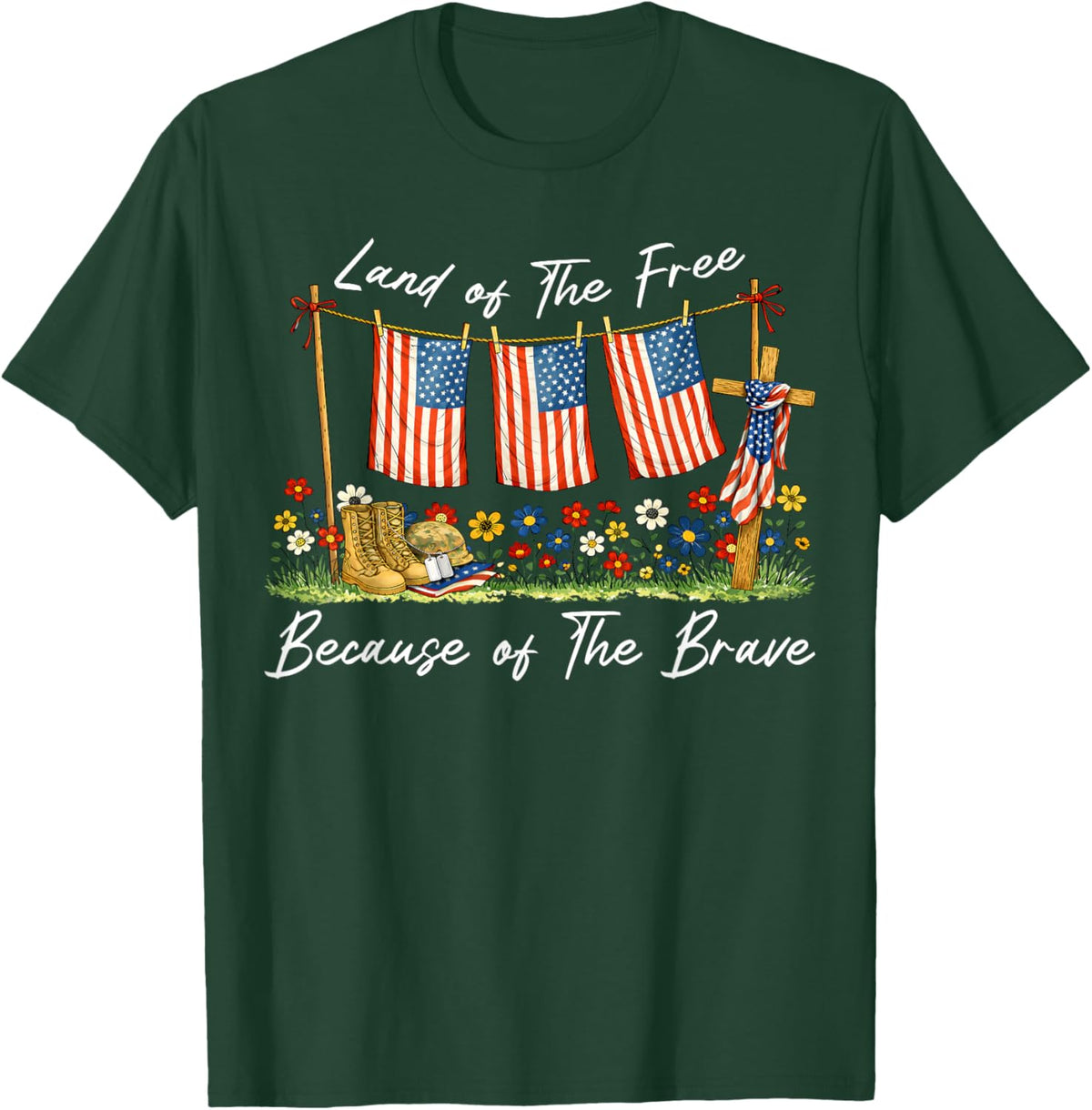 Land of The Free Because of The Brave Memorial Day Veteran