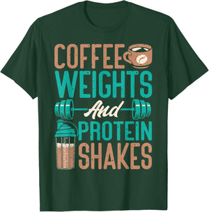 Coffee Weights and Protein Shakes Weightlifting Workout