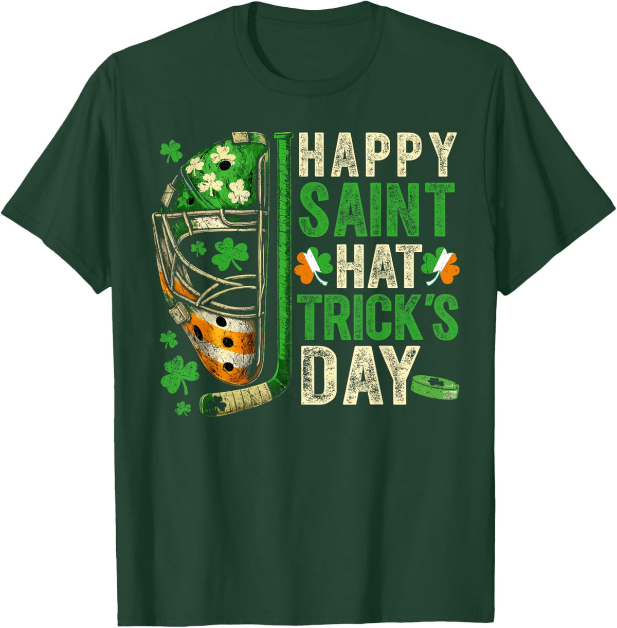 St Patricks Day Happy Saint Hat Trick Ice Hockey Player