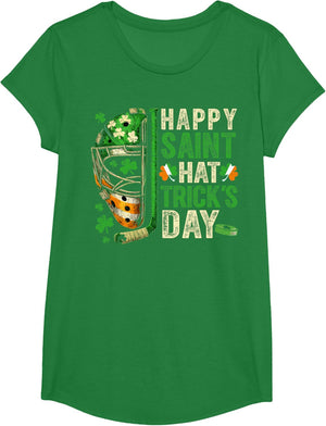 St Patricks Day Happy Saint Hat Trick Ice Hockey Player