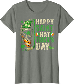 St Patricks Day Happy Saint Hat Trick Ice Hockey Player