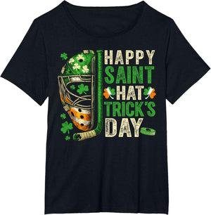 St Patricks Day Happy Saint Hat Trick Ice Hockey Player