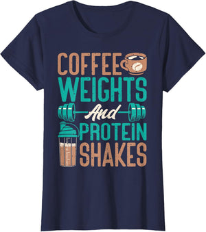 Coffee Weights and Protein Shakes Weightlifting Workout