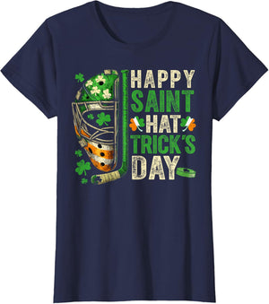 St Patricks Day Happy Saint Hat Trick Ice Hockey Player