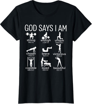 God Says I Am Christian Workout Gym Women Men