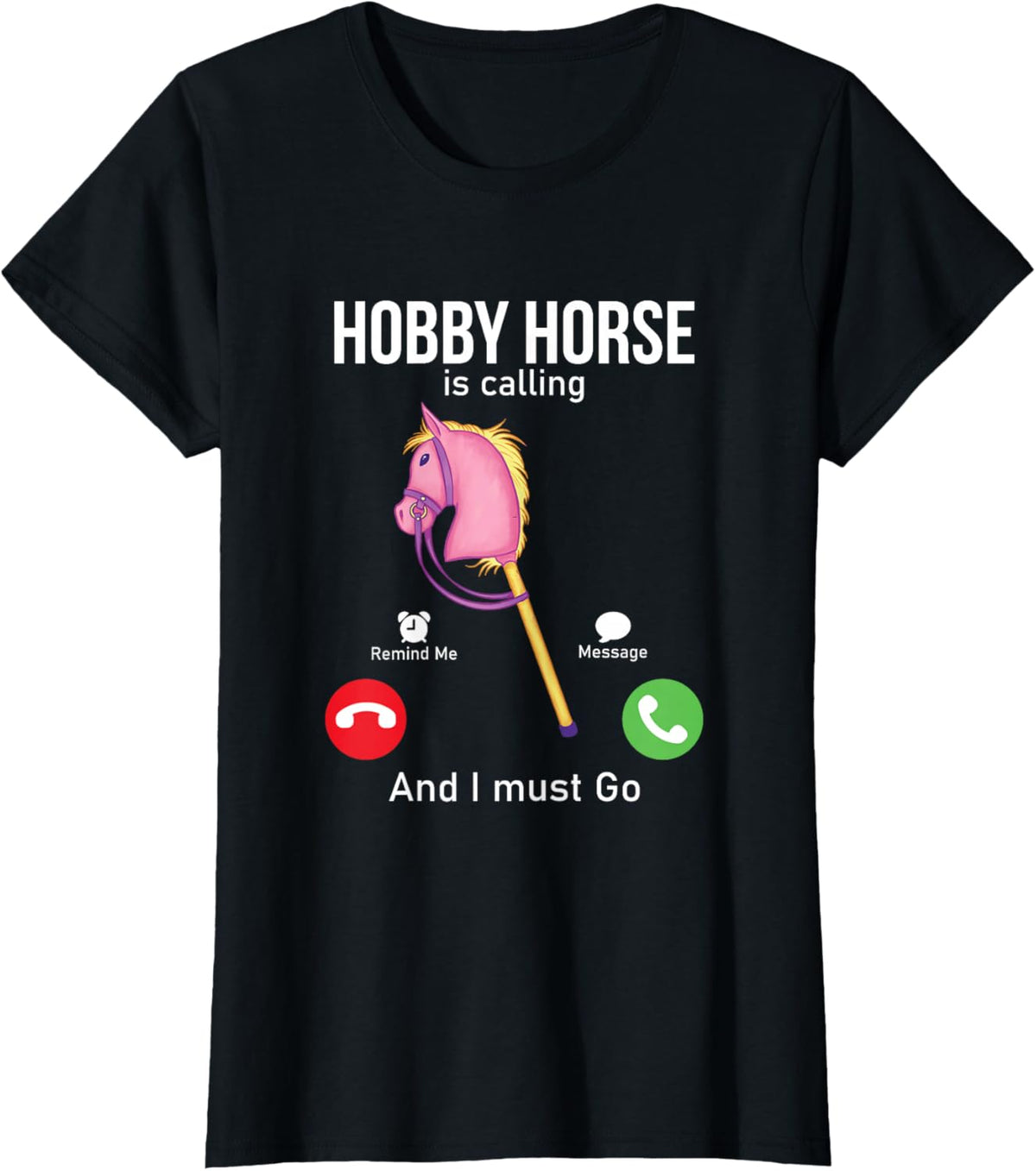 Funny Hobby Horsing Gifts For Hobby Horse Riders Unisex-Adult Black Cotton Blend T-Shirt Small Classic Fit Short Sleeve