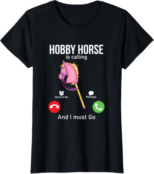 Funny Hobby Horsing Gifts For Hobby Horse Riders Unisex-Adult Black Cotton Blend T-Shirt Small Classic Fit Short Sleeve