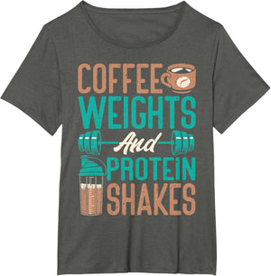 Coffee Weights and Protein Shakes Weightlifting Workout