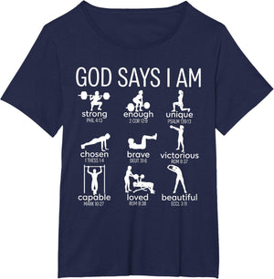 God Says I Am Christian Workout Gym Women Men