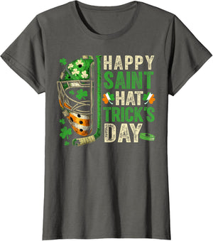 St Patricks Day Happy Saint Hat Trick Ice Hockey Player