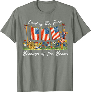 Land of The Free Because of The Brave Memorial Day Veteran