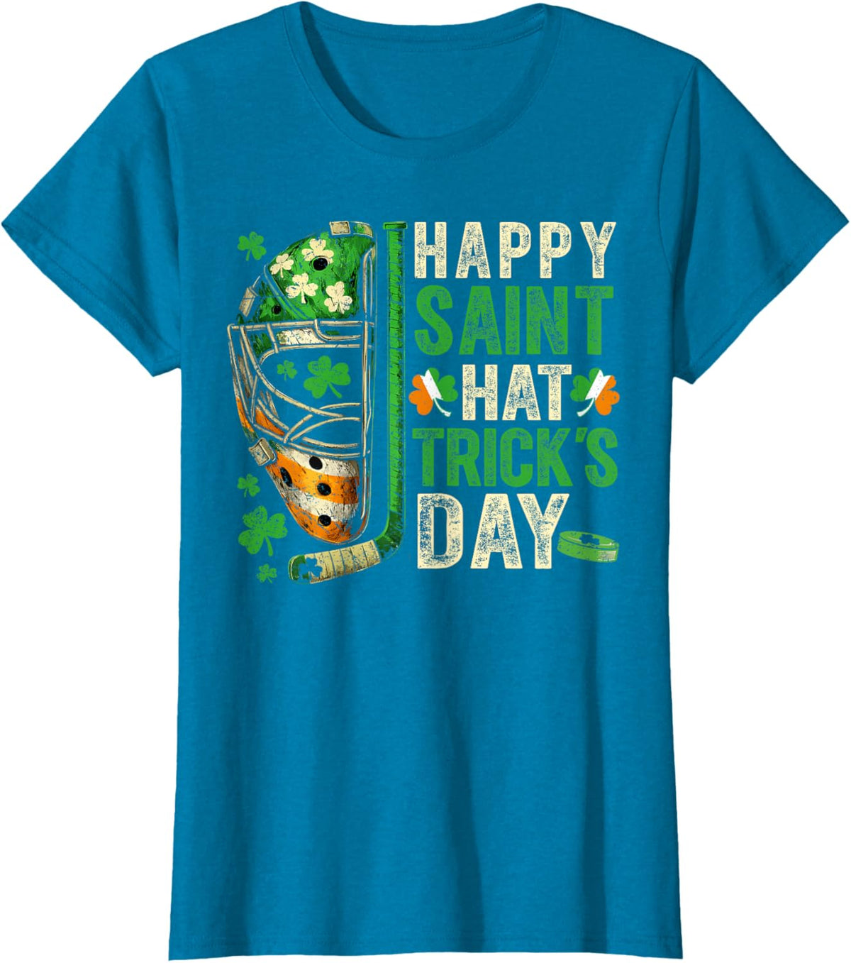 St Patricks Day Happy Saint Hat Trick Ice Hockey Player