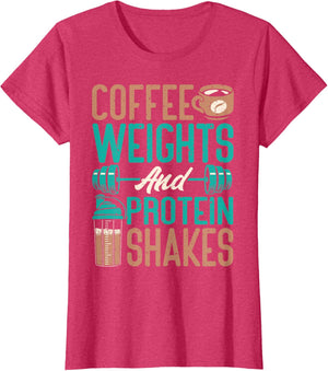 Coffee Weights and Protein Shakes Weightlifting Workout