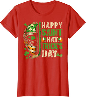 St Patricks Day Happy Saint Hat Trick Ice Hockey Player