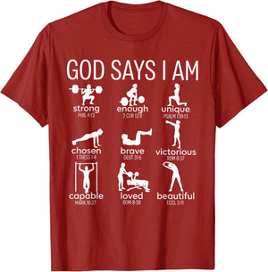 God Says I Am Christian Workout Gym Women Men