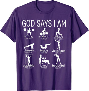 God Says I Am Christian Workout Gym Women Men