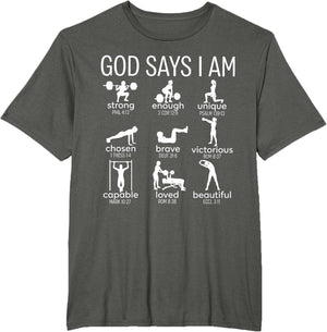 God Says I Am Christian Workout Gym Women Men
