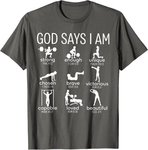 God Says I Am Christian Workout Gym Women Men