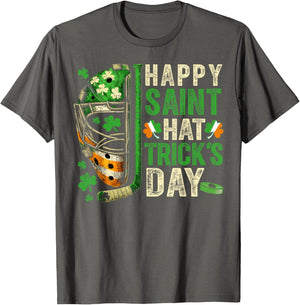 St Patricks Day Happy Saint Hat Trick Ice Hockey Player