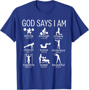 God Says I Am Christian Workout Gym Women Men