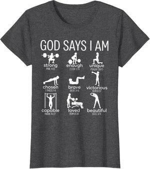 God Says I Am Christian Workout Gym Women Men