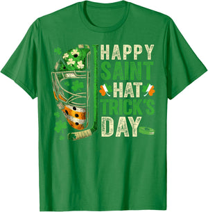 St Patricks Day Happy Saint Hat Trick Ice Hockey Player