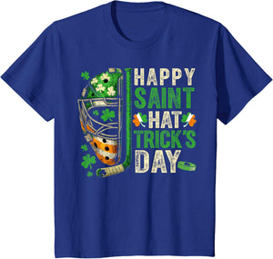 St Patricks Day Happy Saint Hat Trick Ice Hockey Player