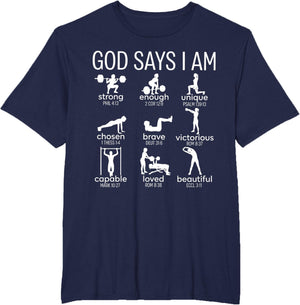 God Says I Am Christian Workout Gym Women Men
