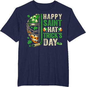 St Patricks Day Happy Saint Hat Trick Ice Hockey Player