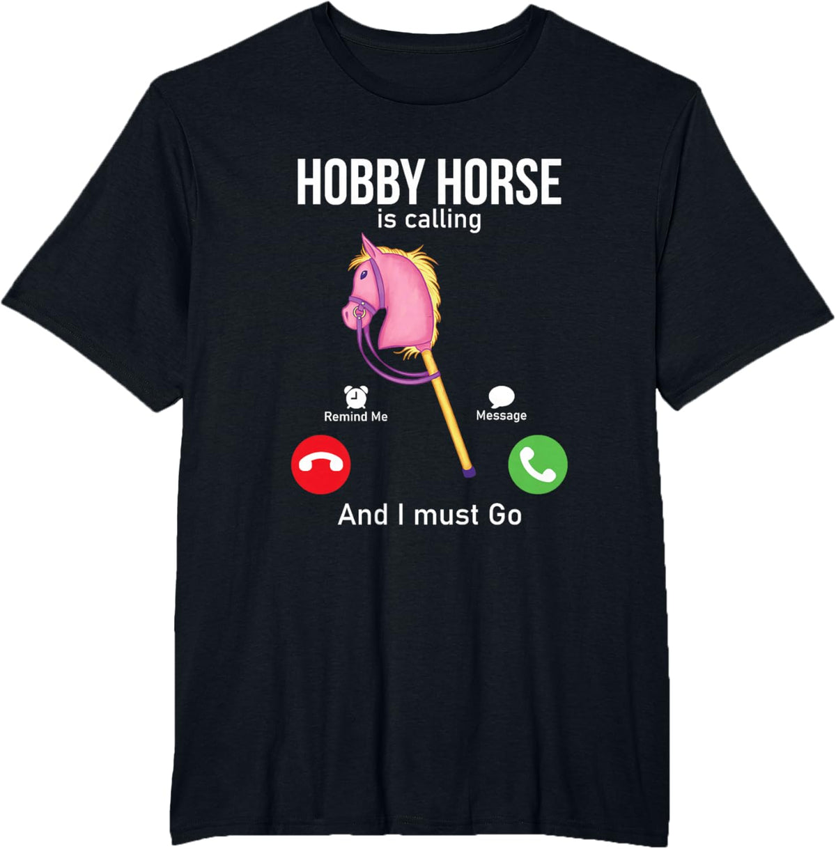 Funny Hobby Horsing Gifts For Hobby Horse Riders Unisex-Adult Black Cotton Blend T-Shirt Small Classic Fit Short Sleeve