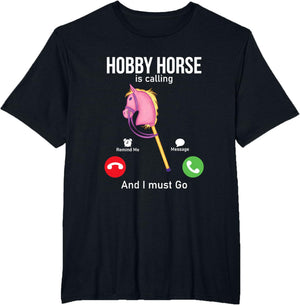 Funny Hobby Horsing Gifts For Hobby Horse Riders Unisex-Adult Black Cotton Blend T-Shirt Small Classic Fit Short Sleeve