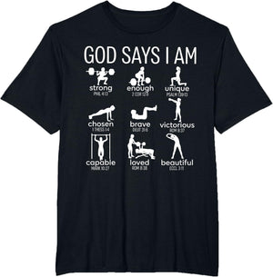God Says I Am Christian Workout Gym Women Men