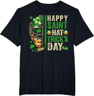 St Patricks Day Happy Saint Hat Trick Ice Hockey Player