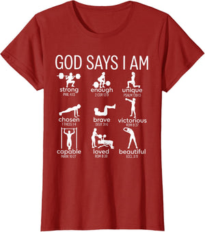 God Says I Am Christian Workout Gym Women Men