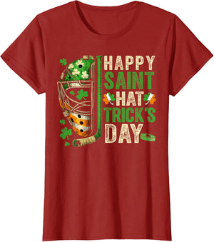 St Patricks Day Happy Saint Hat Trick Ice Hockey Player