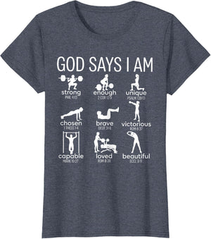 God Says I Am Christian Workout Gym Women Men