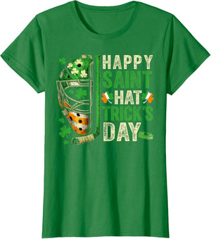 St Patricks Day Happy Saint Hat Trick Ice Hockey Player