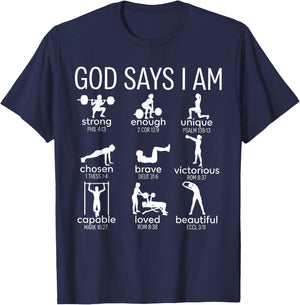 God Says I Am Christian Workout Gym Women Men
