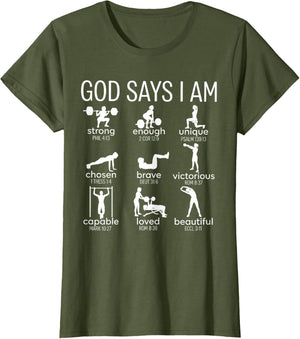 God Says I Am Christian Workout Gym Women Men