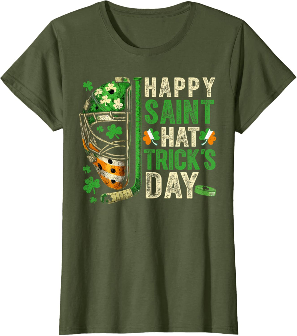 St Patricks Day Happy Saint Hat Trick Ice Hockey Player
