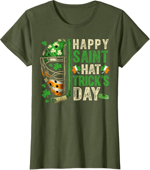 St Patricks Day Happy Saint Hat Trick Ice Hockey Player