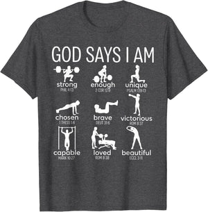 God Says I Am Christian Workout Gym Women Men