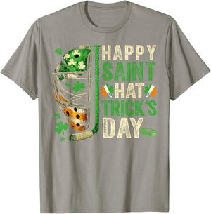 St Patricks Day Happy Saint Hat Trick Ice Hockey Player