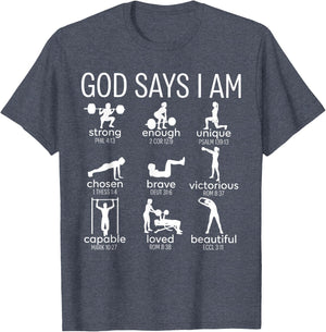 God Says I Am Christian Workout Gym Women Men