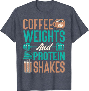 Coffee Weights and Protein Shakes Weightlifting Workout