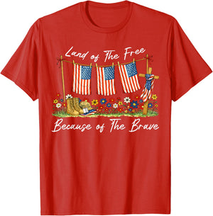Land of The Free Because of The Brave Memorial Day Veteran