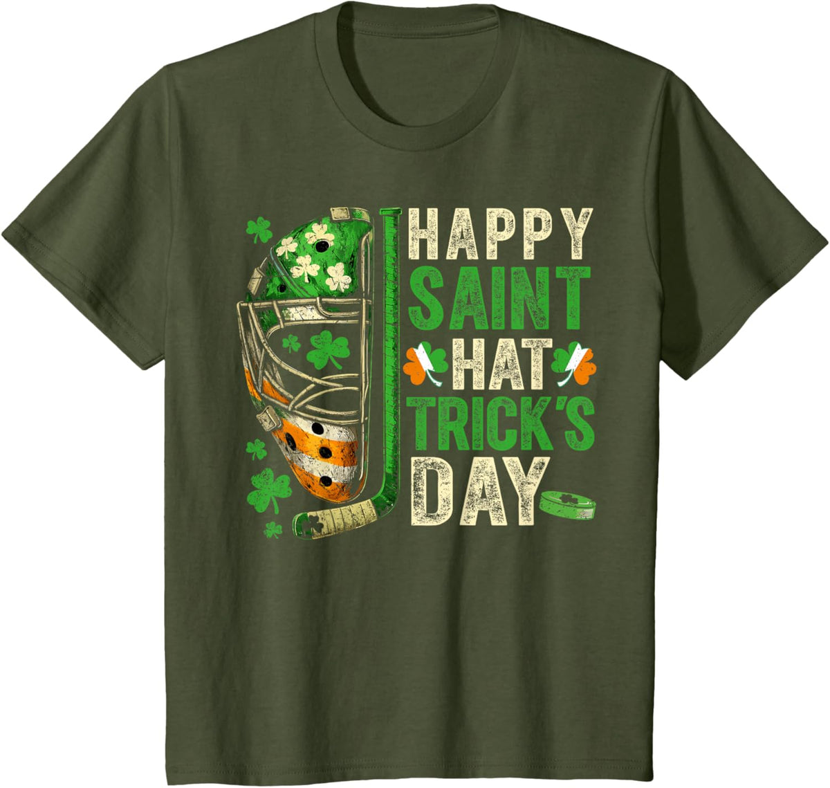 St Patricks Day Happy Saint Hat Trick Ice Hockey Player